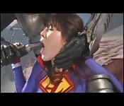 Superwoman vom Roboterschwanz niedergestreckt