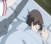 Animeaction mit schlafendem Ehemann